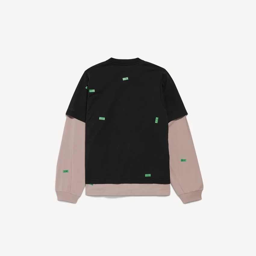 Men’s 520 stickers hybrid double t-shirt in black/green Men’s 520 stickers hybrid double t-shirt in black/green