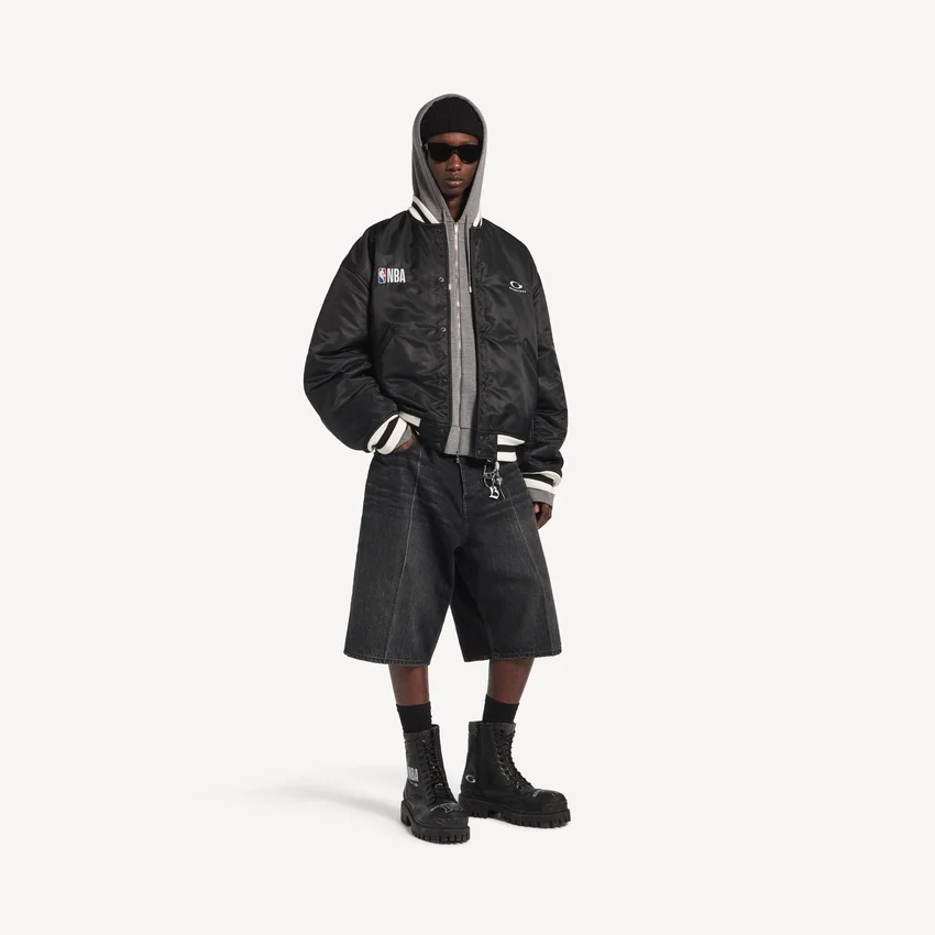 Men’s balenciaga | nba collaboration coach jacket in black Men’s balenciaga | nba collaboration coach jacket in black