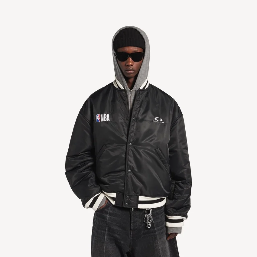 Men’s balenciaga | nba collaboration coach jacket in black Men’s balenciaga | nba collaboration coach jacket in black